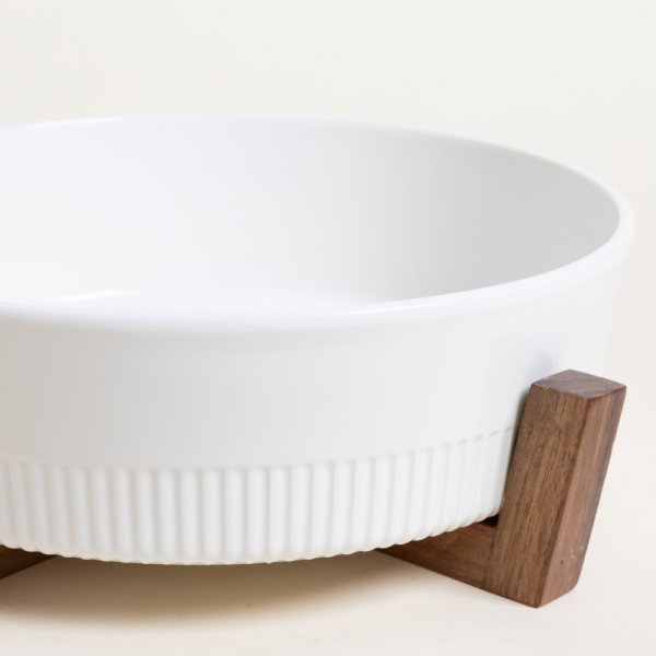 FUENTE REDONDA PARA HORNO CON BASE DE ACACIA 28 CM