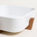 FUENTE CUADRADA PARA HORNO CON BASE DE ACACIA 27,5 CM