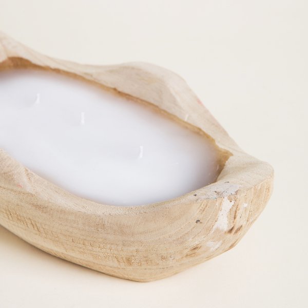 VELA OVAL CON BASE DE MADERA DE PAULOWNIA LEORA 27