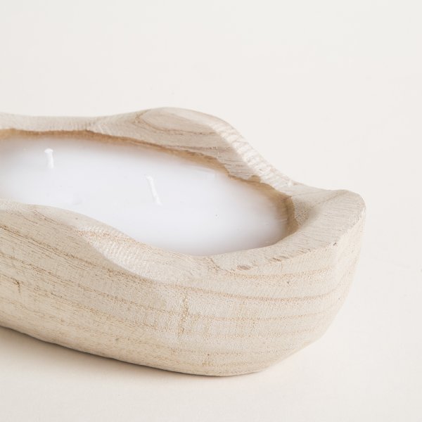 VELA OVAL CON BASE DE MADERA DE PAULOWNIA LEORA 8X