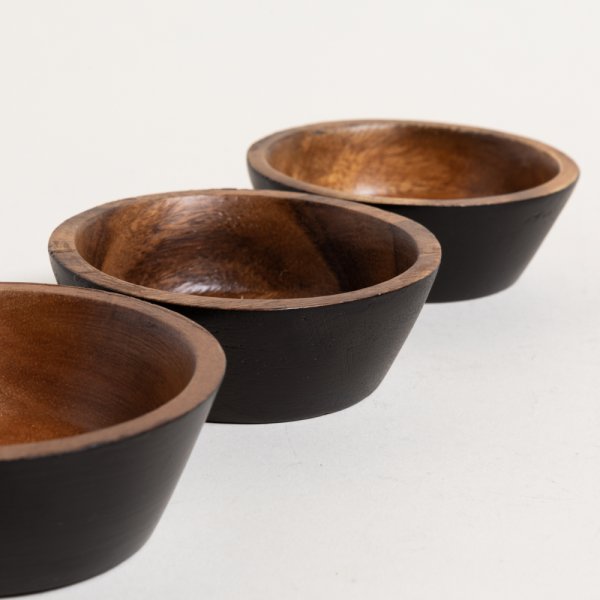 SET DE 3 COPETINEROS CONICOS ACACIA MANILA BLACK 10 CM