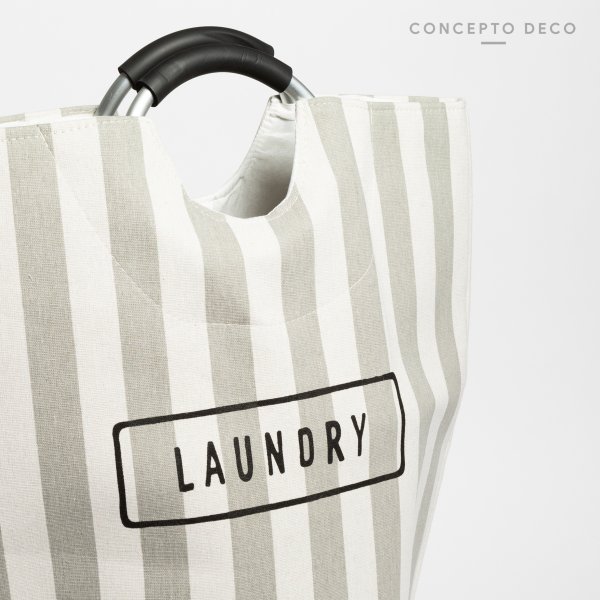 CESTO LAUNDRY RAYAS ANCHAS GRIS 56X28