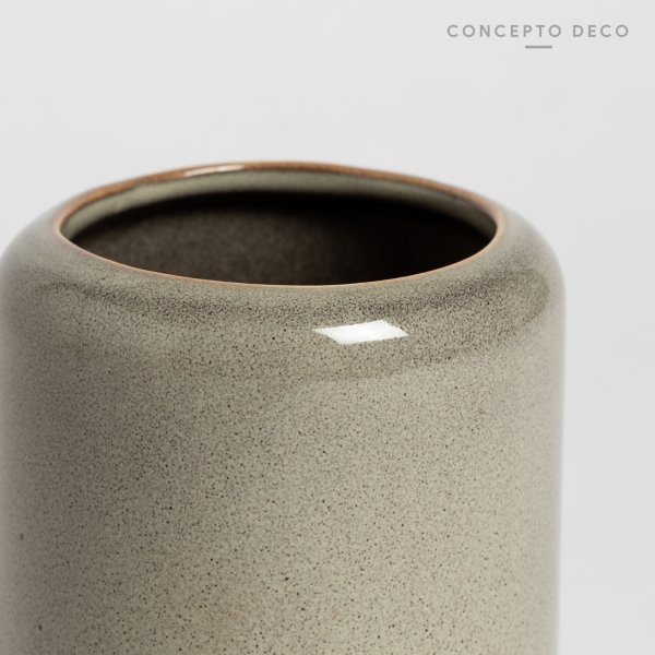 PORTACEPILLO CERÁMICA CRAQUELADA GRIS 10X6CM