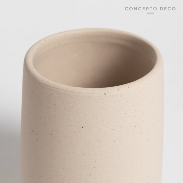 PORTACEPILLO CERÁMICA PUNTITOS CEMENTO 10X6CM