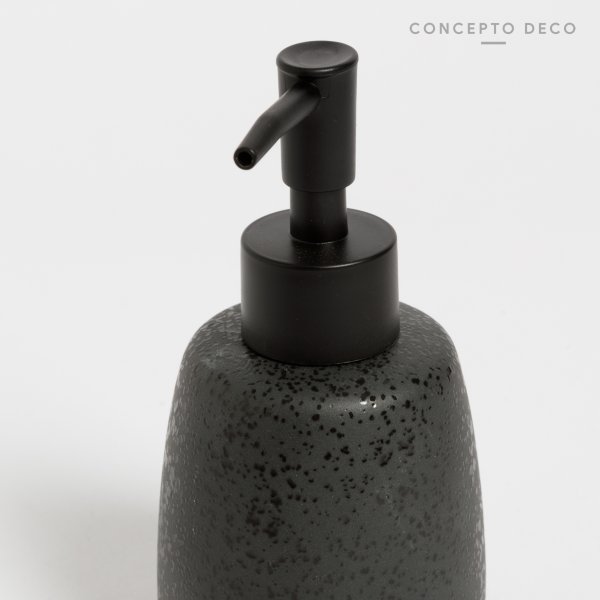 DISPENSER CERÁMICA CONICO REDONDO NEGRO GOTA 15CM
