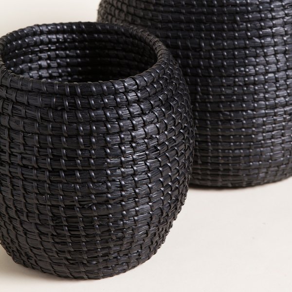 SET X 2 CANASTOS HALONG NEGRO 26X33 CM / 23X23 CM