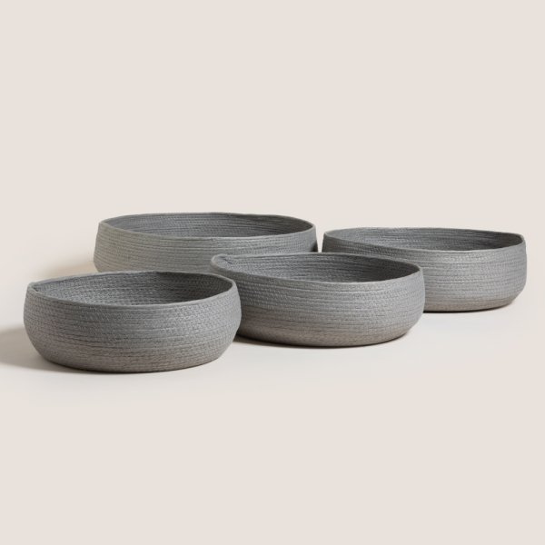 SET X 4 CANASTOS BAJOS JIALING GREY 37/43/46/51 CM