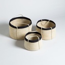 SET X 3 CANASTOS CILINDRICOS KANPUR BLACK 23X32 / 20X28 / 18X23 CM VASSA HOME