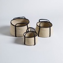 SET X 3 CANASTOS CON MANIJAS KANPUR BLACK 15X23 / 13X18 / 11X15 CM VASSA HOME