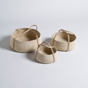 SET X 3 CANASTOS CON MANIJAS KANPUR NATURAL 10X23 CM / 8X18 CM / 7X16 CM VASSA HOME