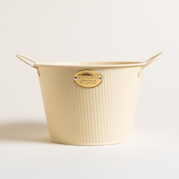 Frapera De Metal Cream Con Asas General Store 16X24X16 Cm