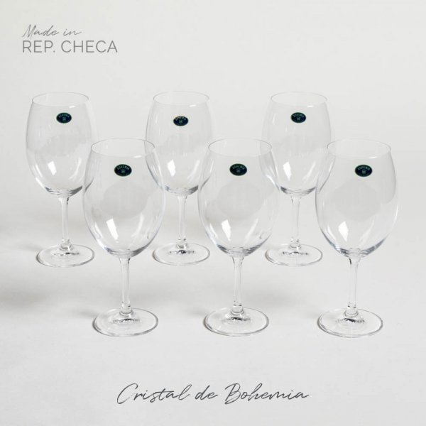 Set X 6 Copas De Cristal De Bohemia Sylvia 580 Ml