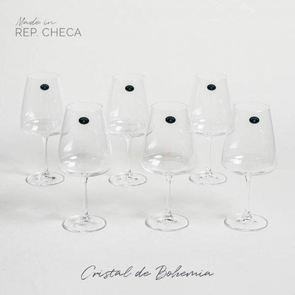 SET X 6 COPAS DE CRISTAL DE BOHEMIA CORVUS 750 ML