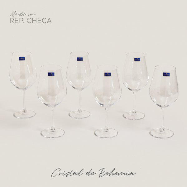 Set X 6 Copas De Cristal De Bohemia Sarah 690 Ml