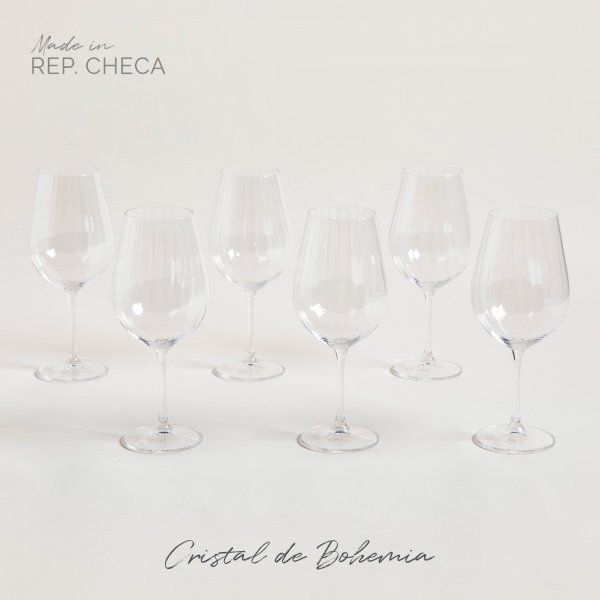 SET X 6 COPAS DE CRISTAL DE BOHEMIA SARAH WATERFAL