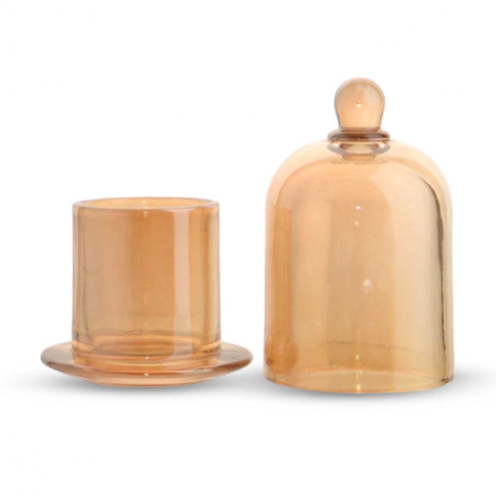 [2561320] Campana Para Vela Capilla Dorada (Externa 7,5X11,7Cm / Interna 8,6X7Cm) De Vidrio