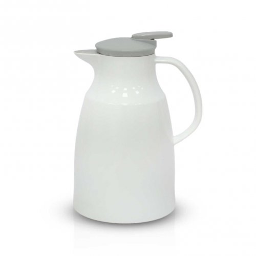 [2561334] Jarra Termica Blanca Brillante Con Interior Acero Y Tapa Gris 1.5Lt