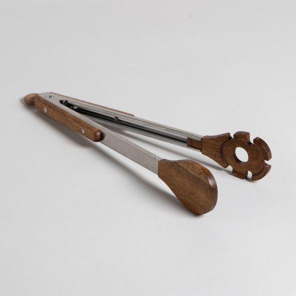 [411841] Pinzas Redondeada De Acero Inoxidable Y Madera De Acacia 33 Cm Vassa Home