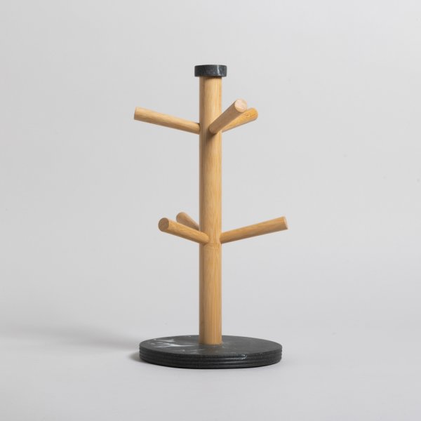 Porta Tazas Black Marble Y Bamboo 15X32,2 Cm Vassa Home