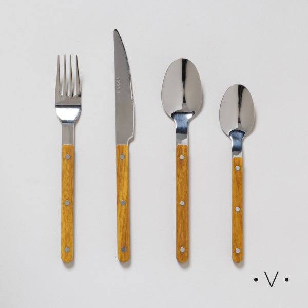 [411872] Set De Cubiertos Toscana Wood X 24 Piezas Vassa Home