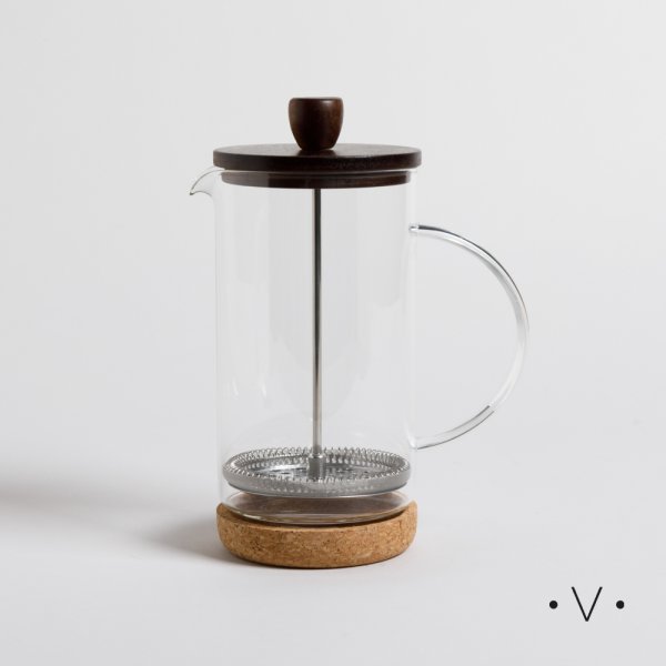 Cafetera Con Embolo Tapa Acacia Y Base Corcho 1000 Ml  Vassa Home