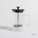 Cafetera Doble Vidrio Con Embolo Tapa Black 600 Ml Vassa Home