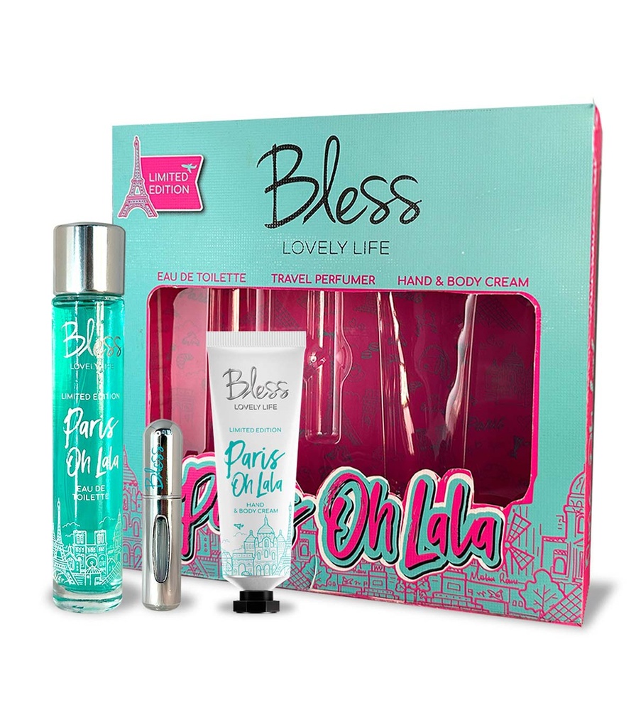 [130408] Trio Paris Oh Lala Edt Travel Perfumer Y Crema Corporal Y De Manos Bless