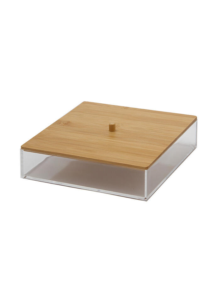 Cajita Acrilico Con Tapa Bambu 20 X 6 X 20 Ba2003