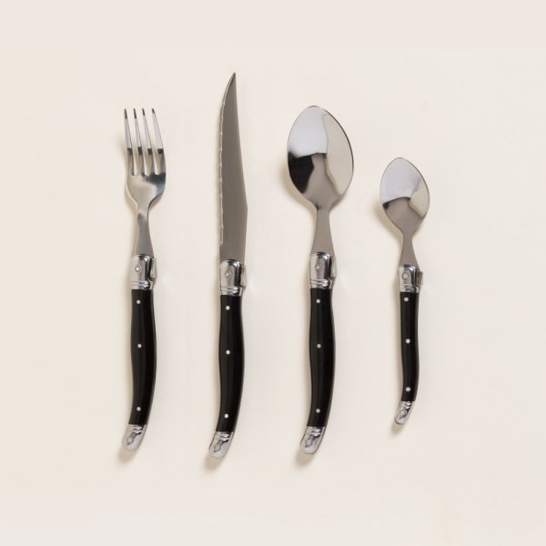 Set De Cubiertos X 24 Piezas Praga Negro
