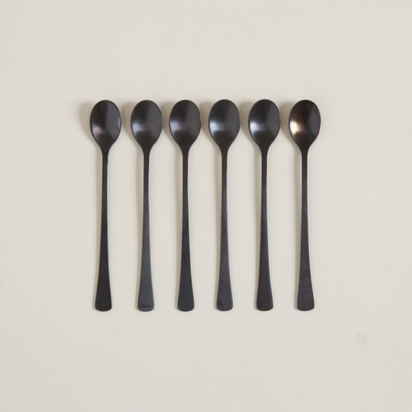 [4113257] Set X 6 Cucharas De Acero Negro Diseño Oval 13Cm