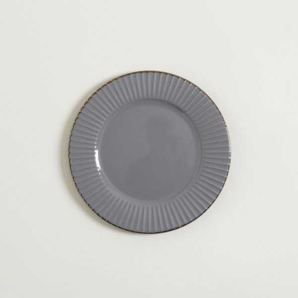 [4113332] Plato Postre Set X 6 Abu Dhabi Gris Borde Dorado 21 Cm