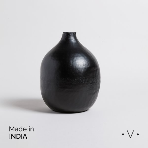 JARRON BHIMA NEGRO 22,5X27 CM VASSA HOME