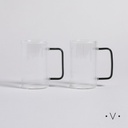 SET X 2 MUGS DE BOROSILICATO CON MANGO NEGRO 220 ML VASSA HOME