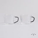 SET X 2 MUGS DE BOROSILICATO CON MANGO NEGRO 110 ML VASSA HOME