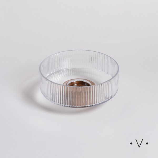 Bowl De Vidrio Con Base De Acacia 1,2 L Vassa Home