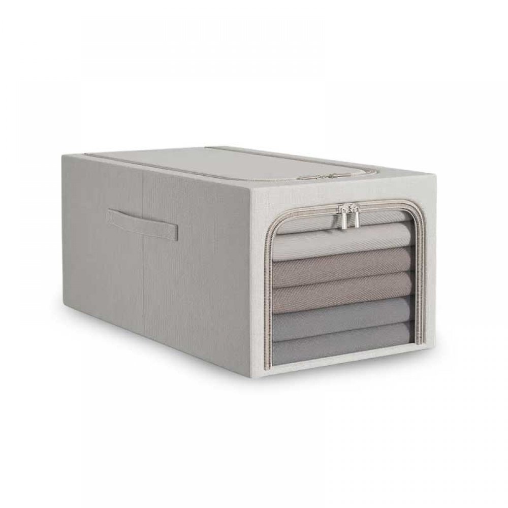 [2561577] Organizador Gris Para Ropa Frente Transparente Con Cierre 45X30X23Cm Tela Poliéster 31Lt