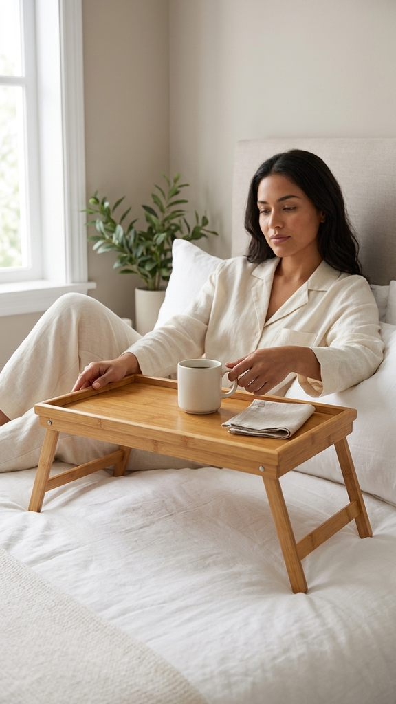 Bandeja De Cama Bambu 50 x 30 x 20 Cm