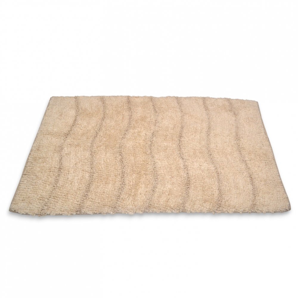 Alfombra 50 X 80 Cm Pelo Largo Hueso Con Ondas