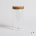 FRASCO REDONDO CON TAPA DE MADERA DE ACACIA 1600 ML VASSA HOME