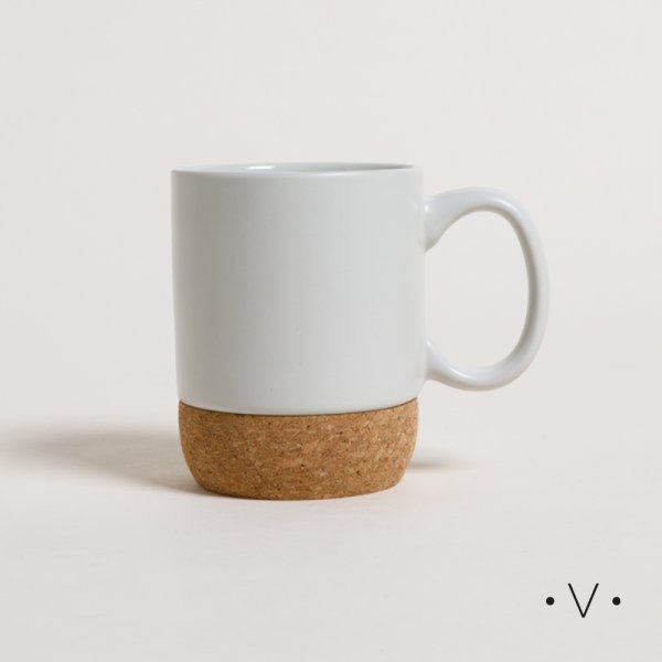 [4113848] Mug Net White Base De Corcho 400 Ml Vassa Home