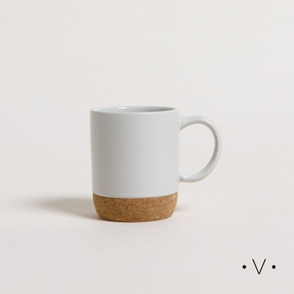 MUG NET WHITE BASE DE CORCHO 190 ML VASSA HOME