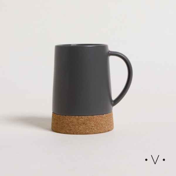 Mug Net Grey Base De Corcho 310 Ml Vassa Home