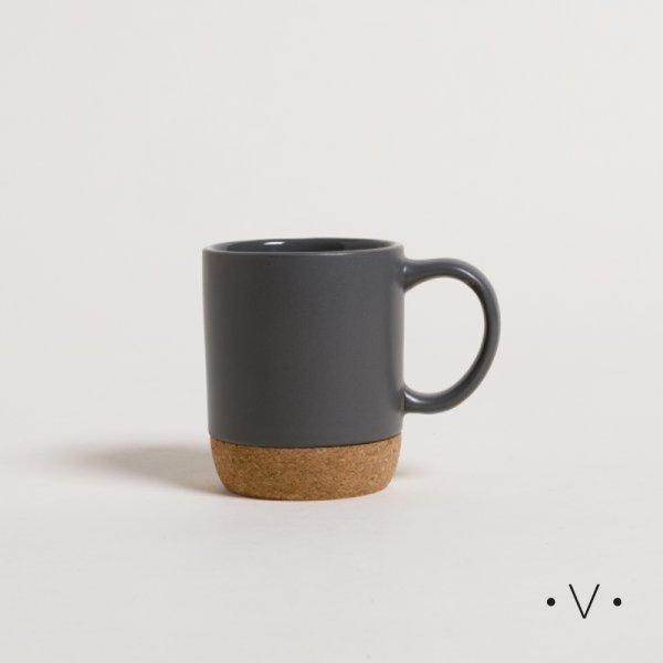 Mug Net Grey Base De Corcho 190 Ml Vassa Home