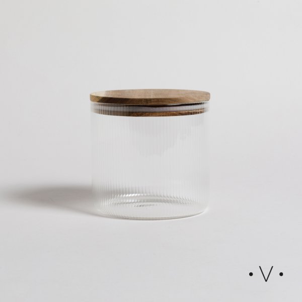 FRASCO REDONDO CON LINEAS VERTICALES 1200 ML VASSA HOME