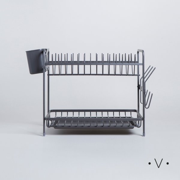 ESCURRIDOR DE PLATOS CON PORTA UTENSILIOS ALUMINIO 23X49,5 VASSA HOME