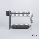 Escurridor De Platos Con Porta Utensilios Aluminio 23X49,5 Vassa Home