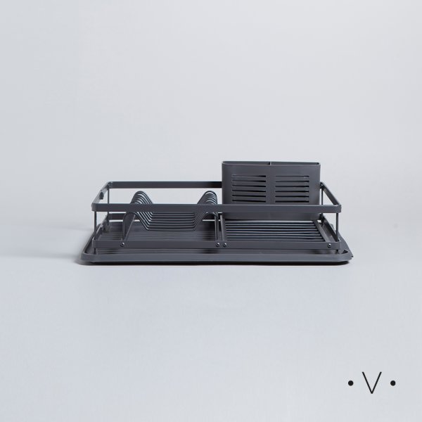 [4113870] ESCURRIDOR DE PLATOS CON PORTA UTENSILIOS 44X31 ALUMINIO CM VASSA HOME