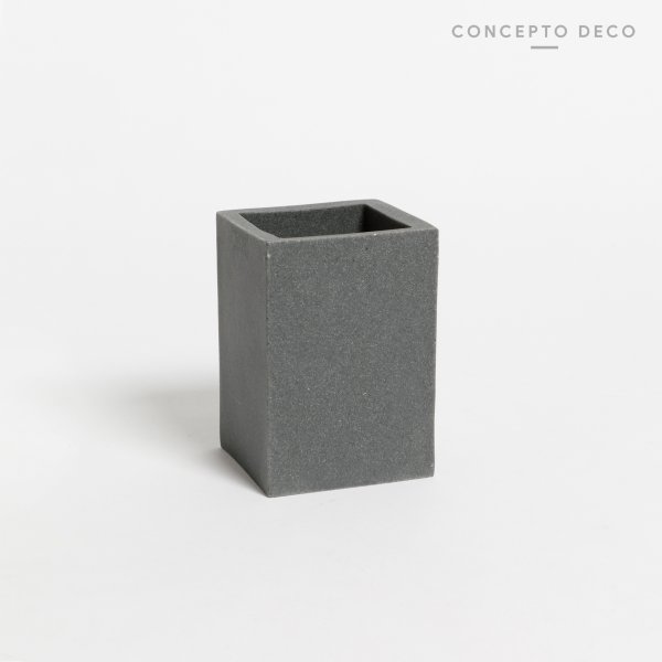 Portacepillo Cemento Gris Cuadrado 10Cm