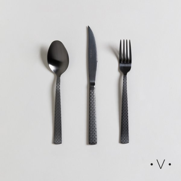 Set De Cubiertos Black Braid X 12 Piezas Vassa Home