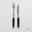 Set De Asado De Acero Inoxidable Con Mango Negro Vassa Home